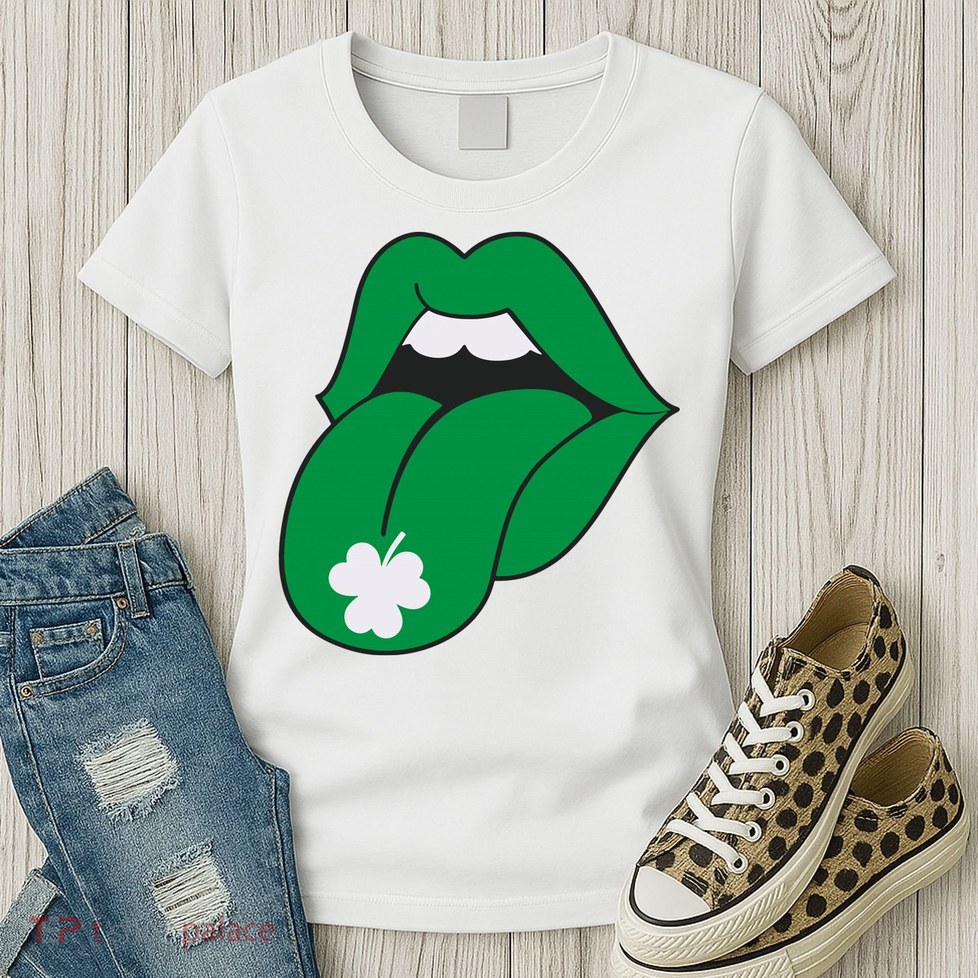 Lips Tongue Irish Shamrock St Patricks Women's T-Shirt