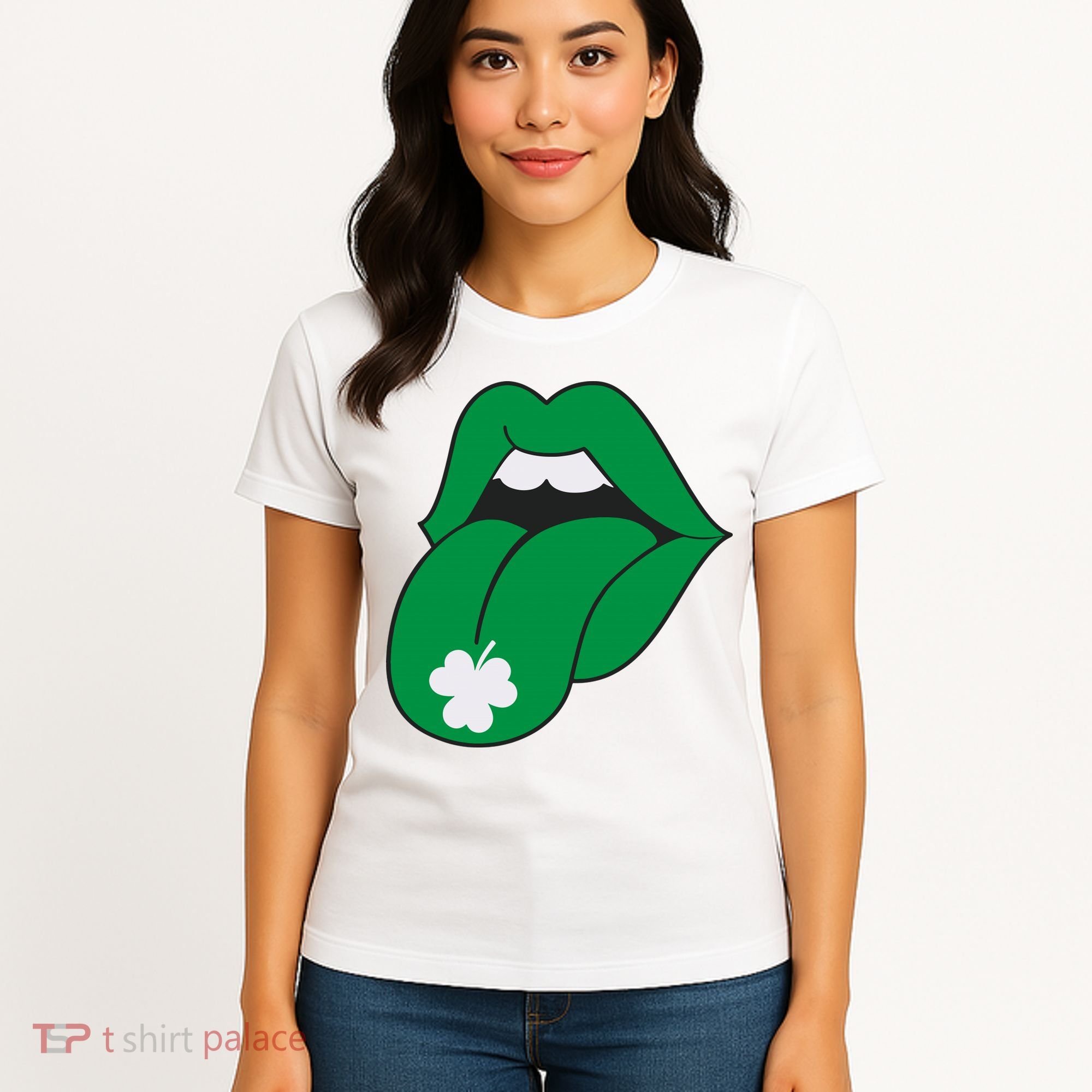 Lips Tongue Irish Shamrock St Patricks Women's T-Shirt