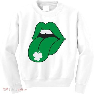 Lips Tongue Irish Shamrock St Patricks Kids Sweatshirt