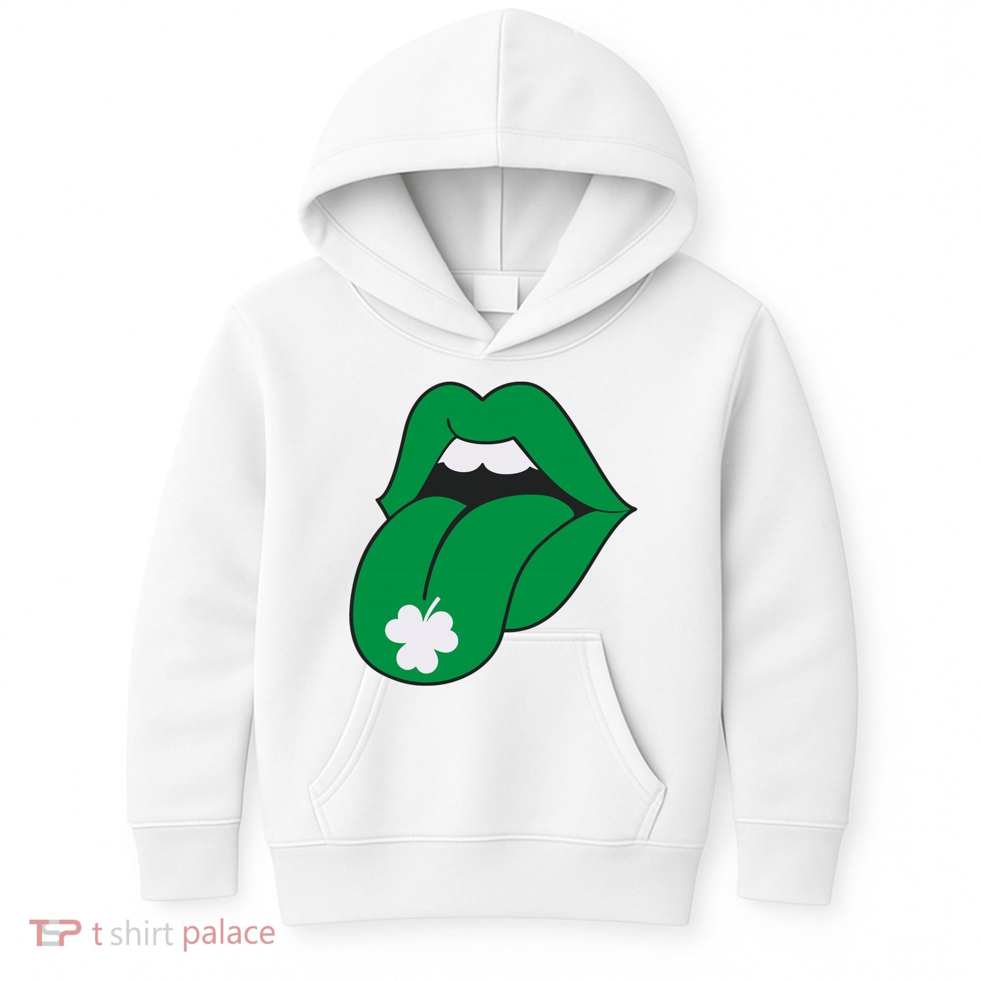 Lips Tongue Irish Shamrock St Patricks Kids Hoodie