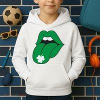 Lips Tongue Irish Shamrock St Patricks Kids Hoodie thumb 2