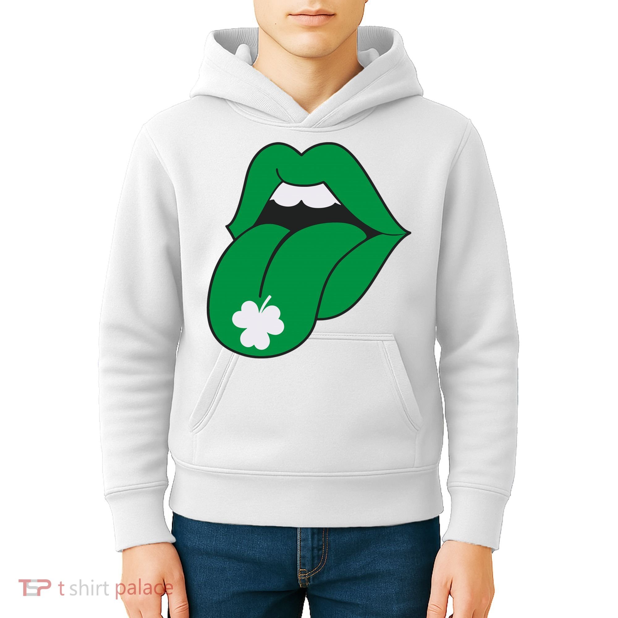 Lips Tongue Irish Shamrock St Patricks Kids Hoodie