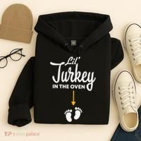 Lil' Turkey In The Oven Pregnancy Thanksgiving Hoodie thumb 4
