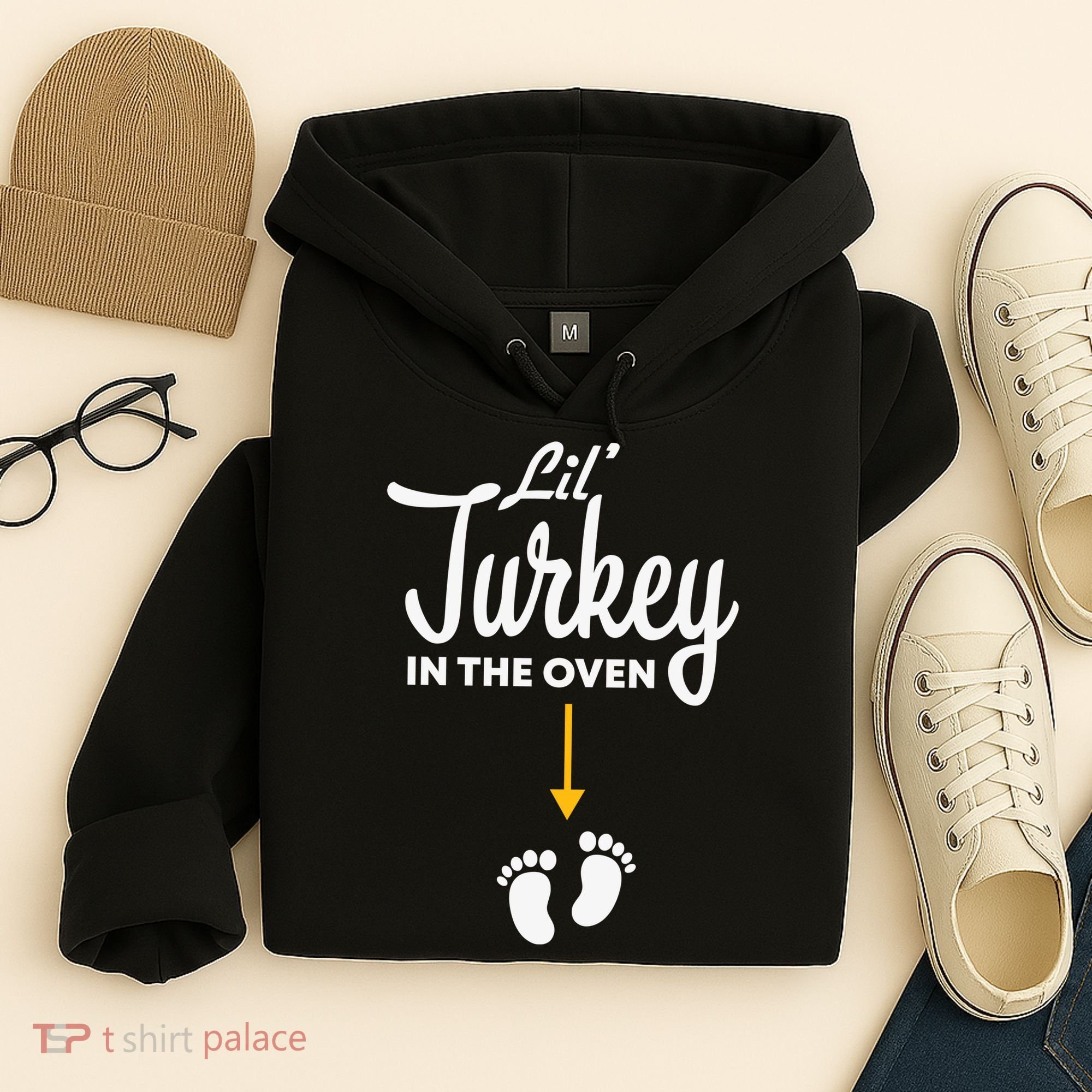 Lil' Turkey In The Oven Pregnancy Thanksgiving Hoodie
