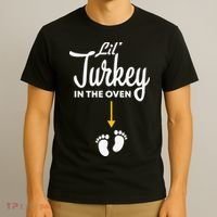 Lil' Turkey In The Oven Pregnancy Thanksgiving T-Shirt thumb 3