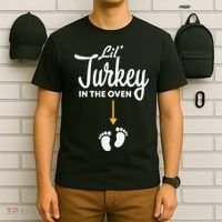 Lil' Turkey In The Oven Pregnancy Thanksgiving T-Shirt thumb 6