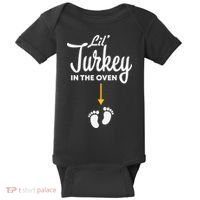 Lil' Turkey In The Oven Pregnancy Thanksgiving Baby Bodysuit thumb 0