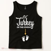 Lil' Turkey In The Oven Pregnancy Thanksgiving Tank Top thumb 2