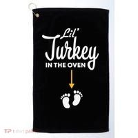 Lil' Turkey In The Oven Pregnancy Thanksgiving Golf Towel thumb 0