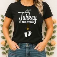 Lil' Turkey In The Oven Pregnancy Thanksgiving Women's T-Shirt thumb 2