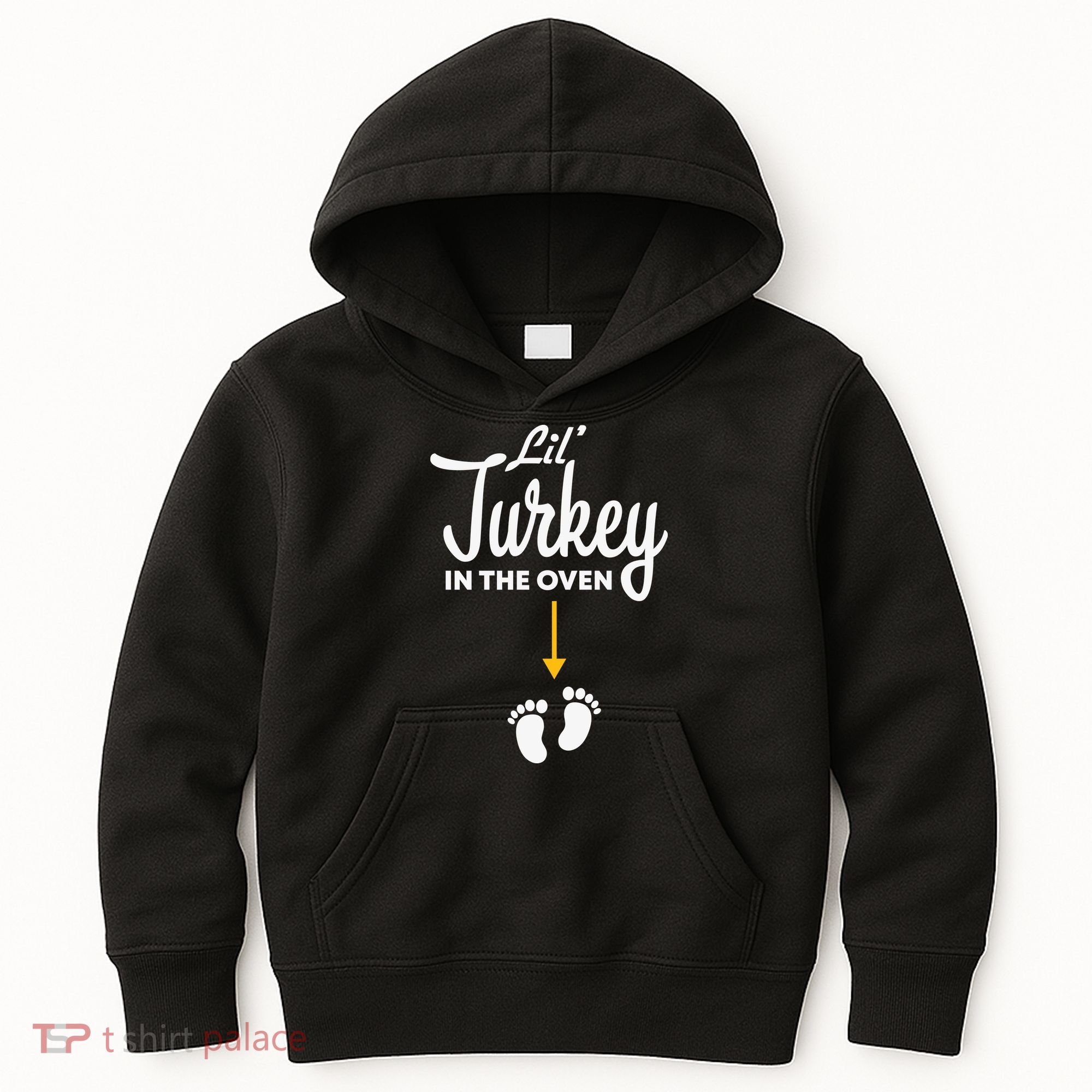 Lil' Turkey In The Oven Pregnancy Thanksgiving Kids Hoodie