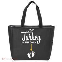 Lil' Turkey In The Oven Pregnancy Thanksgiving Tote Bag thumb 0