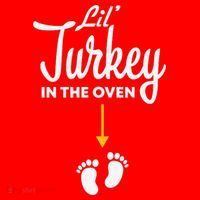 Lil' Turkey In The Oven Pregnancy Thanksgiving Santa Hat thumb 1