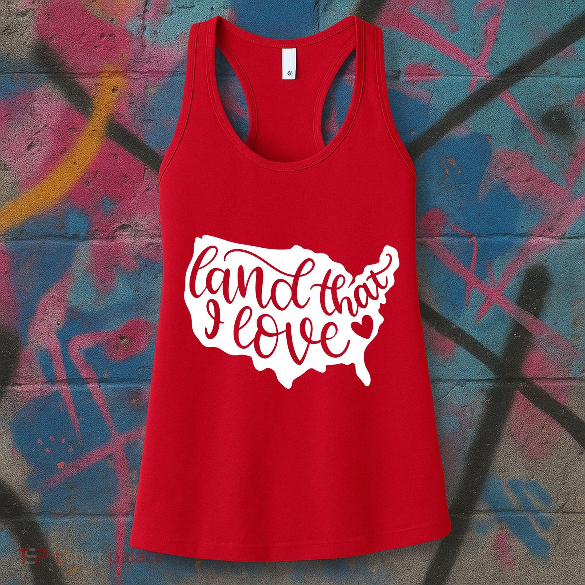 Land That I Love USA Flag Independence Day Women's Tank Top