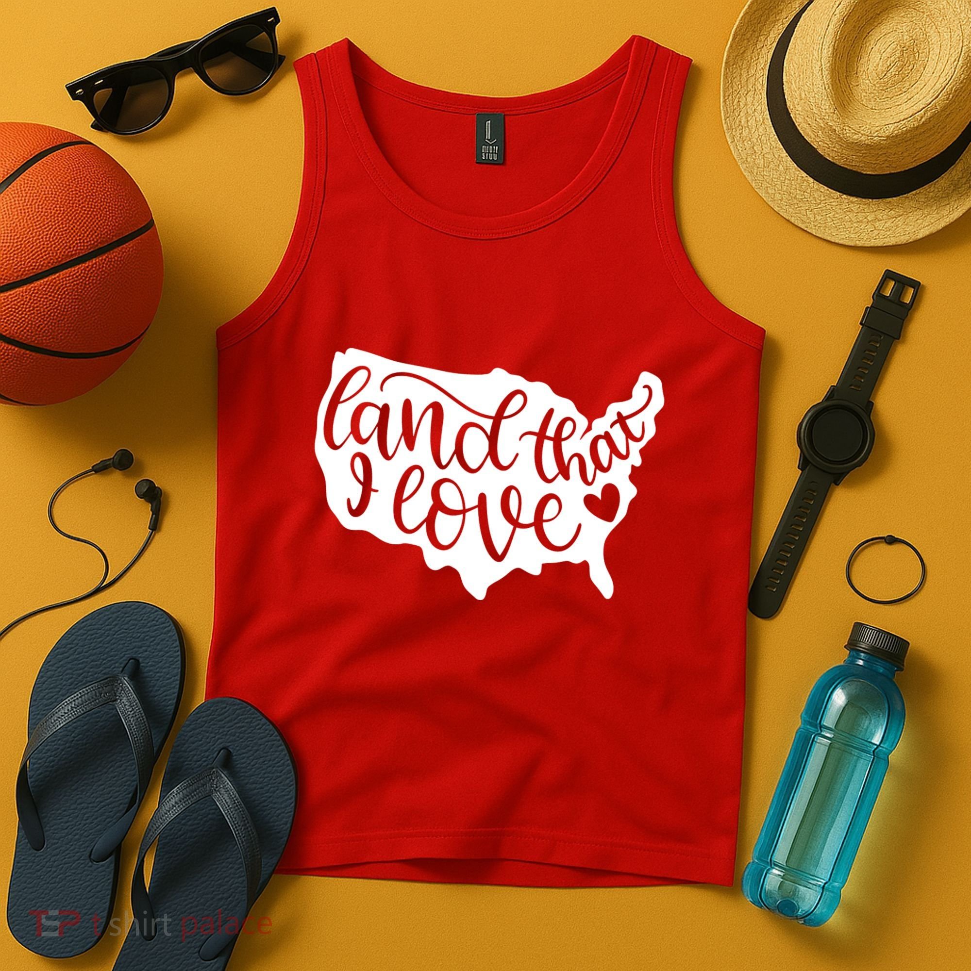 Land That I Love USA Flag Independence Day Tank Top