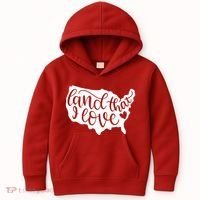 Land That I Love USA Flag Independence Day Kids Hoodie thumb 0