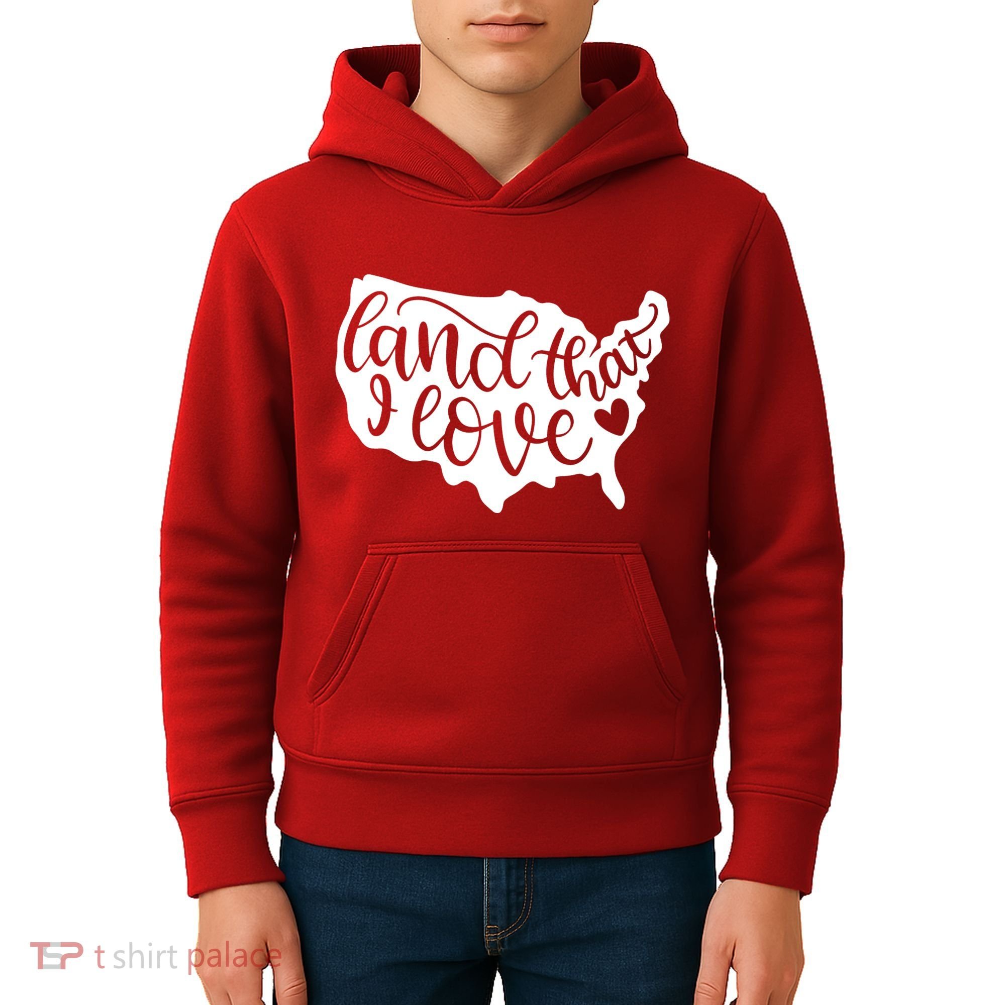 Land That I Love USA Flag Independence Day Kids Hoodie