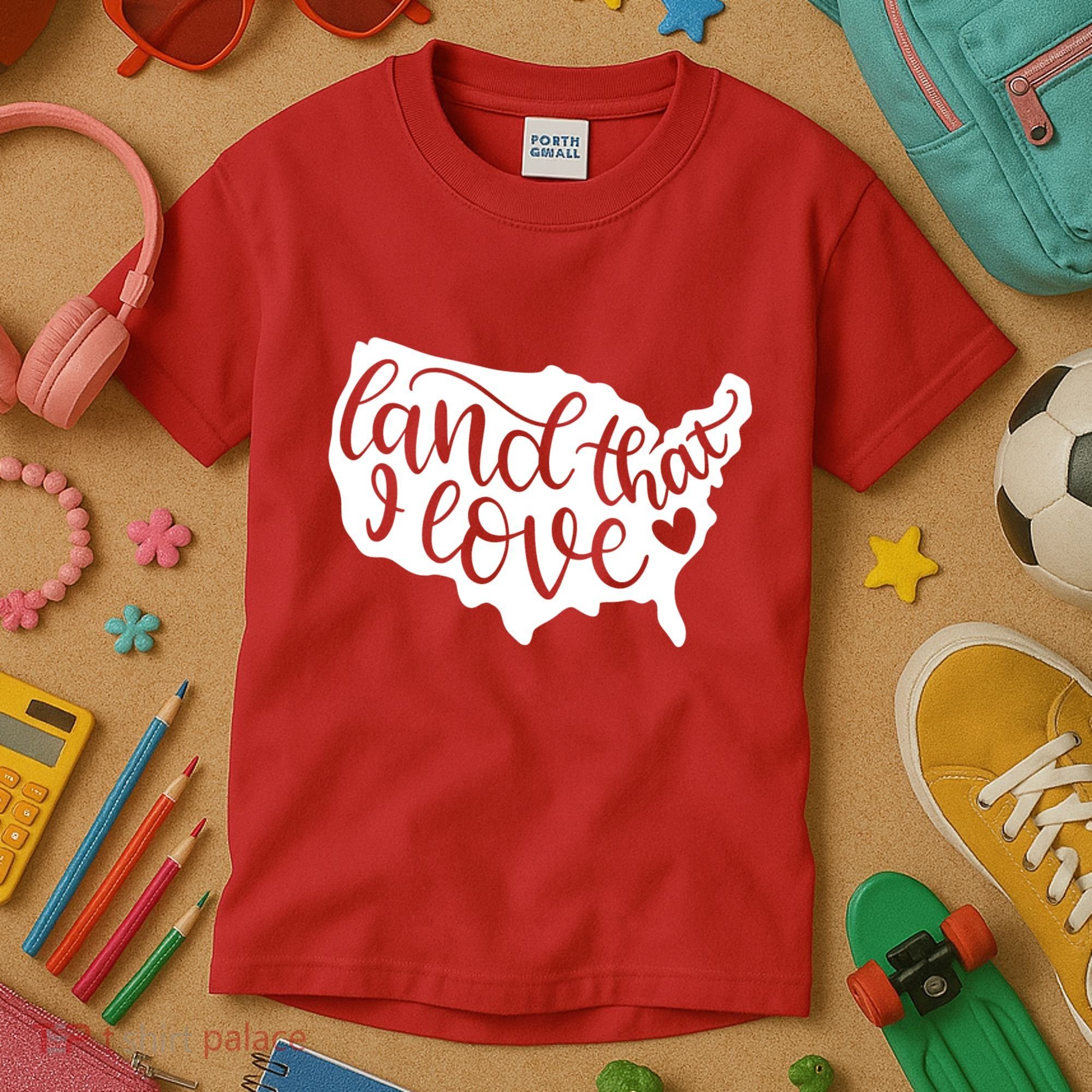 Land That I Love USA Flag Independence Day Kids T-Shirt