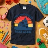 Lawn-Mowing The Lawn Ranger Rides Again Mower Gift Funny Dad Kids T-Shirt thumb 3