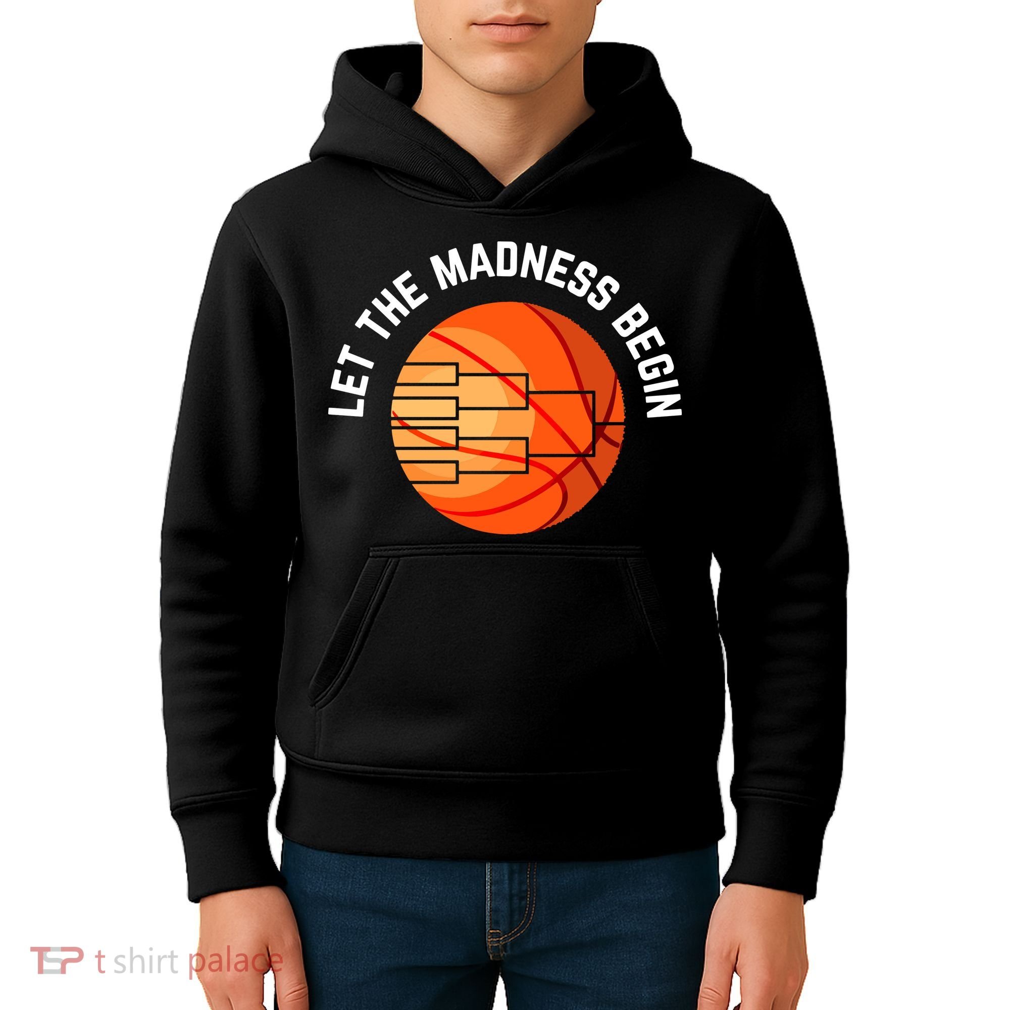 Let The Madness Begin Long Sleeve Basketball Kids Hoodie