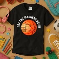 Let The Madness Begin Long Sleeve Basketball Kids T-Shirt thumb 3