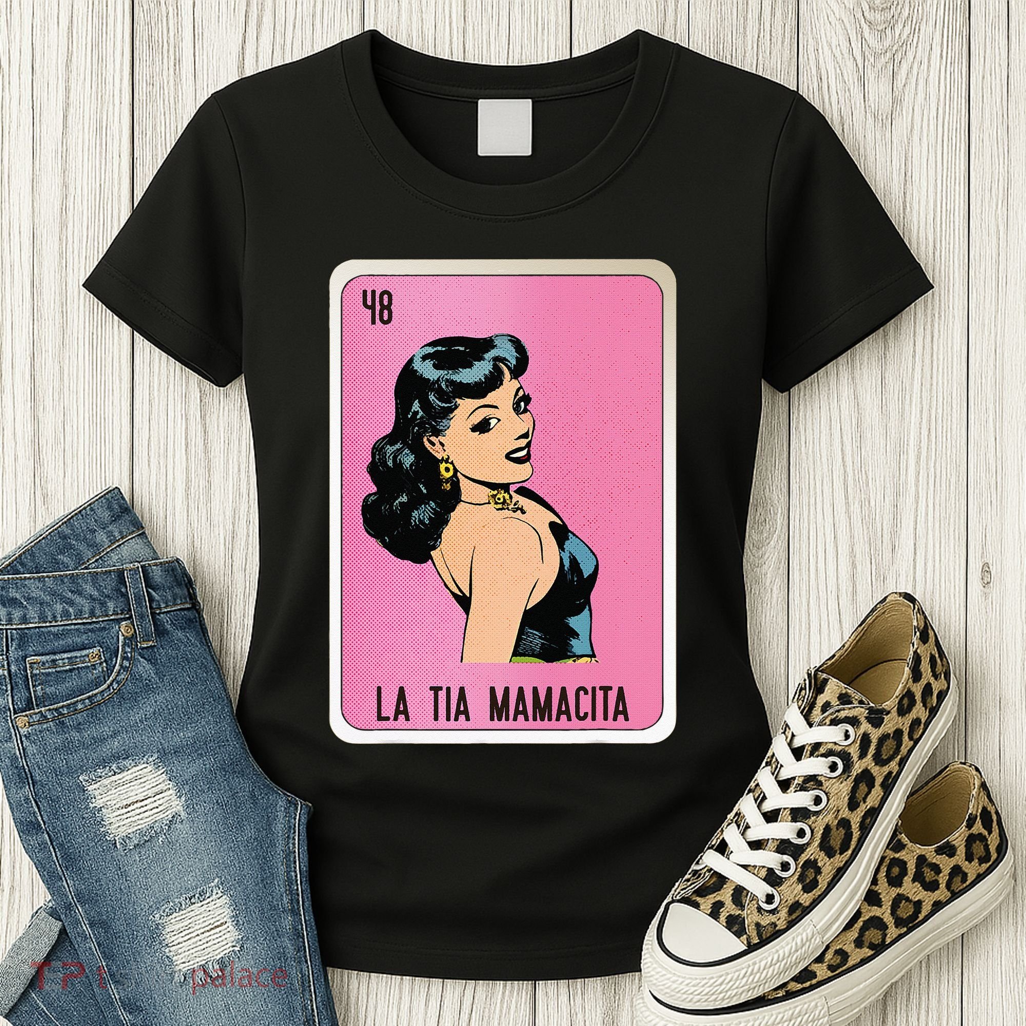 La Tia Mamacita Mexican Slang Chicano Bingo Cards Women's T-Shirt
