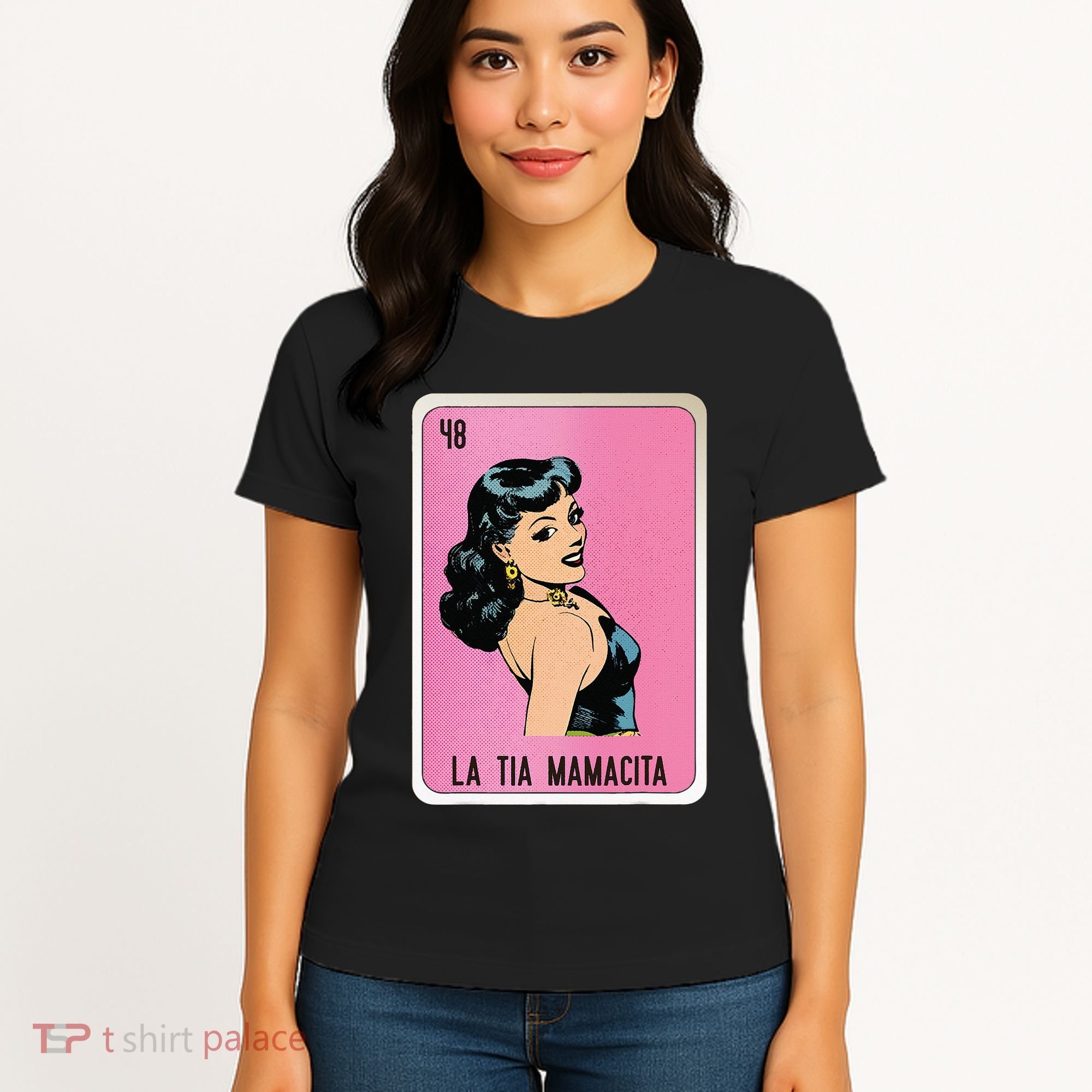 La Tia Mamacita Mexican Slang Chicano Bingo Cards Women's T-Shirt