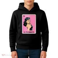 La Tia Mamacita Mexican Slang Chicano Bingo Cards Kids Hoodie thumb 4