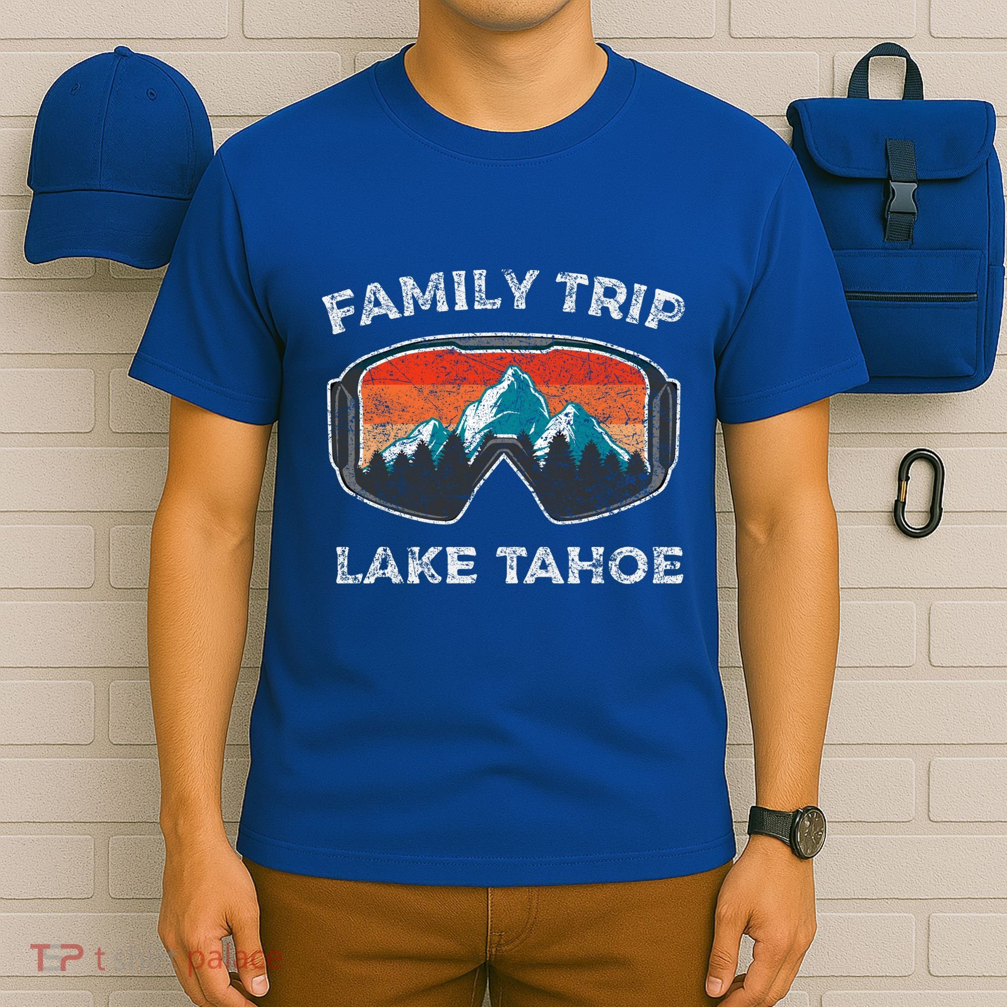 Lake Tahoe Mountains Snowboard Family Trip Family Vacation Funny Gift T-Shirt