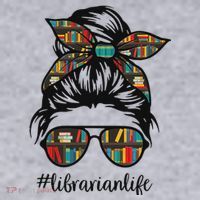 Librarian Teacher Messy Bun Life Book Library Back To School Women's Sweatshirt thumb 2
