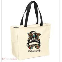 Librarian Teacher Messy Bun Life Book Library Back To School Tote Bag thumb 2
