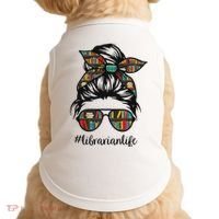 Librarian Teacher Messy Bun Life Book Library Back To School Doggie Tank thumb 0