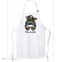 Librarian Teacher Messy Bun Life Book Library Back To School Apron thumb 0