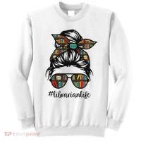 Librarian Teacher Messy Bun Life Book Library Back To School Sweatshirt thumb 0