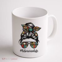Librarian Teacher Messy Bun Life Book Library Back To School Coffee Mug thumb 1