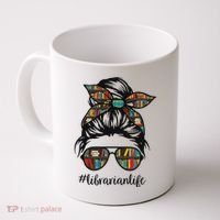 Librarian Teacher Messy Bun Life Book Library Back To School Coffee Mug thumb 0