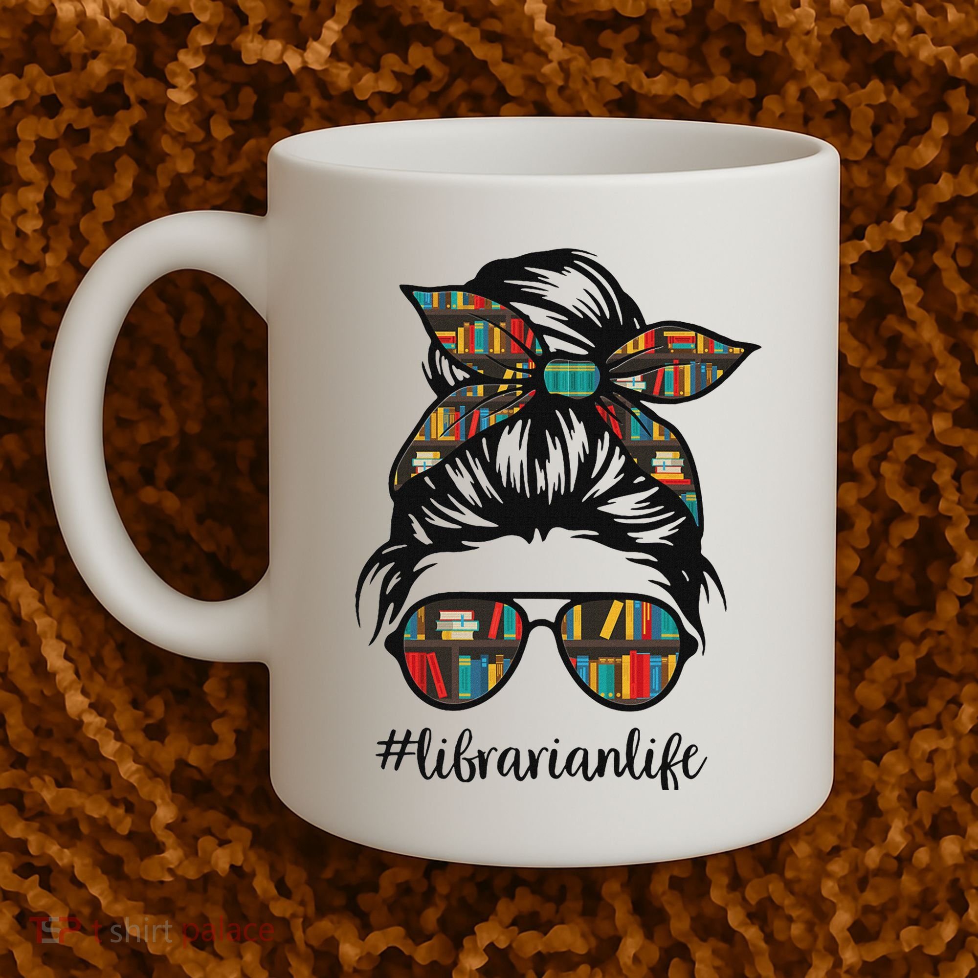 Librarian Teacher Messy Bun Life Book Library Back To School Coffee Mug