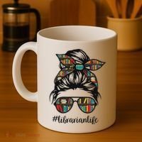 Librarian Teacher Messy Bun Life Book Library Back To School Coffee Mug thumb 4