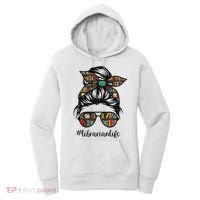 Librarian Teacher Messy Bun Life Book Library Back To School Women's Hoodie thumb 0