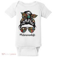 Librarian Teacher Messy Bun Life Book Library Back To School Baby Bodysuit thumb 0