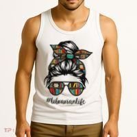 Librarian Teacher Messy Bun Life Book Library Back To School Tank Top thumb 3