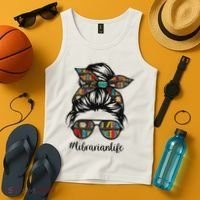 Librarian Teacher Messy Bun Life Book Library Back To School Tank Top thumb 4