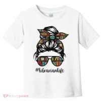 Librarian Teacher Messy Bun Life Book Library Back To School Toddler T-Shirt thumb 0