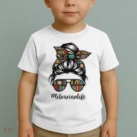 Librarian Teacher Messy Bun Life Book Library Back To School Toddler T-Shirt thumb 2
