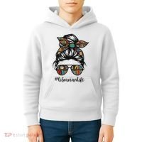 Librarian Teacher Messy Bun Life Book Library Back To School Kids Hoodie thumb 4