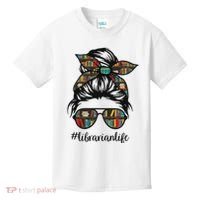 Librarian Teacher Messy Bun Life Book Library Back To School Kids T-Shirt thumb 0
