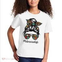 Librarian Teacher Messy Bun Life Book Library Back To School Kids T-Shirt thumb 2