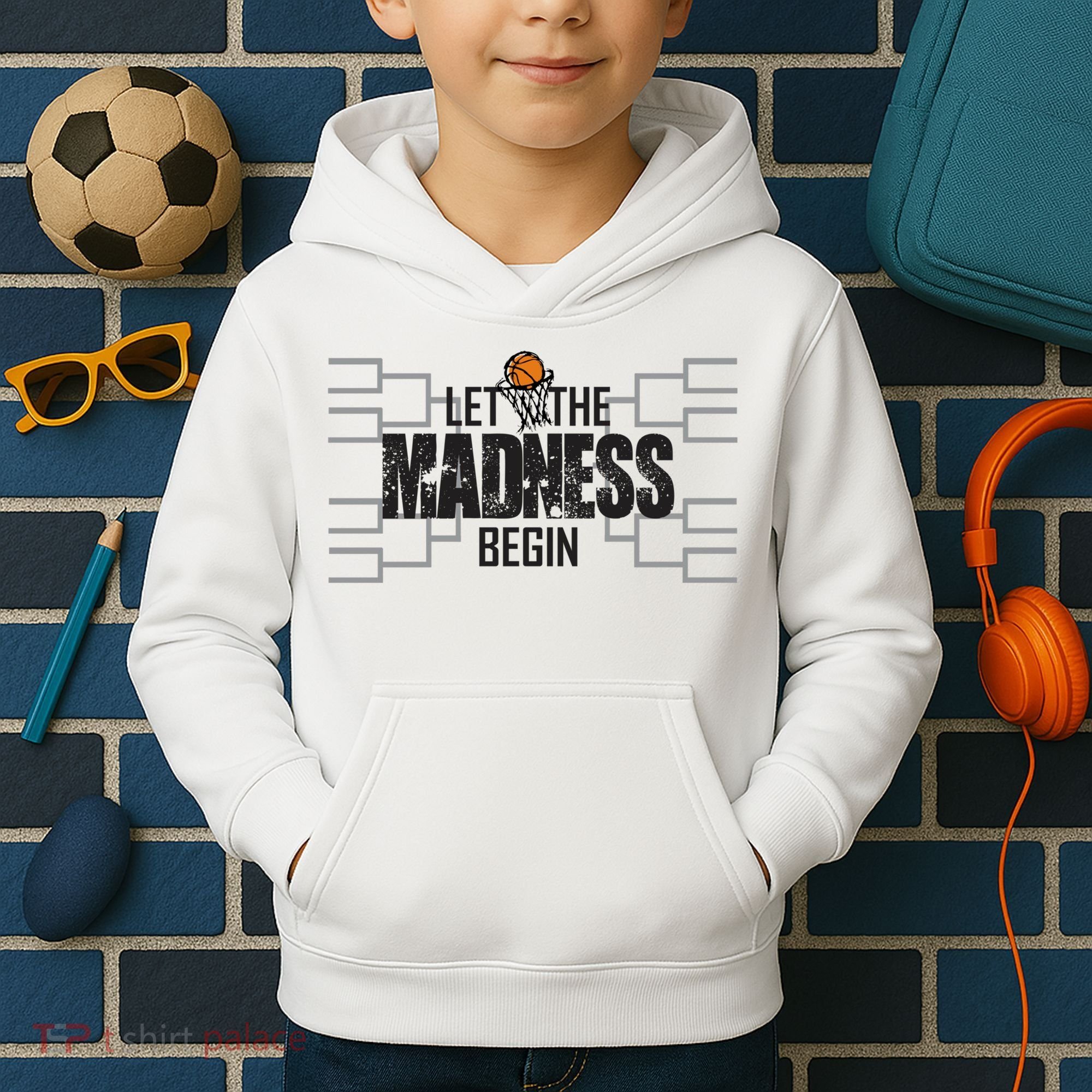Let The Madness Begin College March Brackets Tournament Kids Hoodie