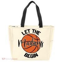 Let The Madness Begin College Basketball Tote Bag thumb 0