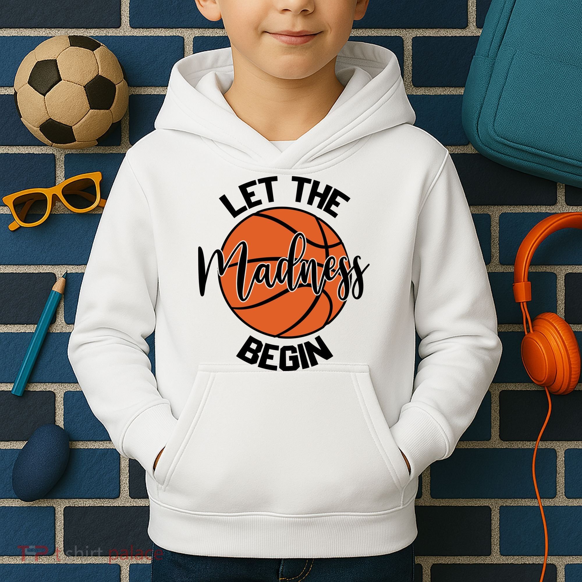 Let The Madness Begin College Basketball Kids Hoodie